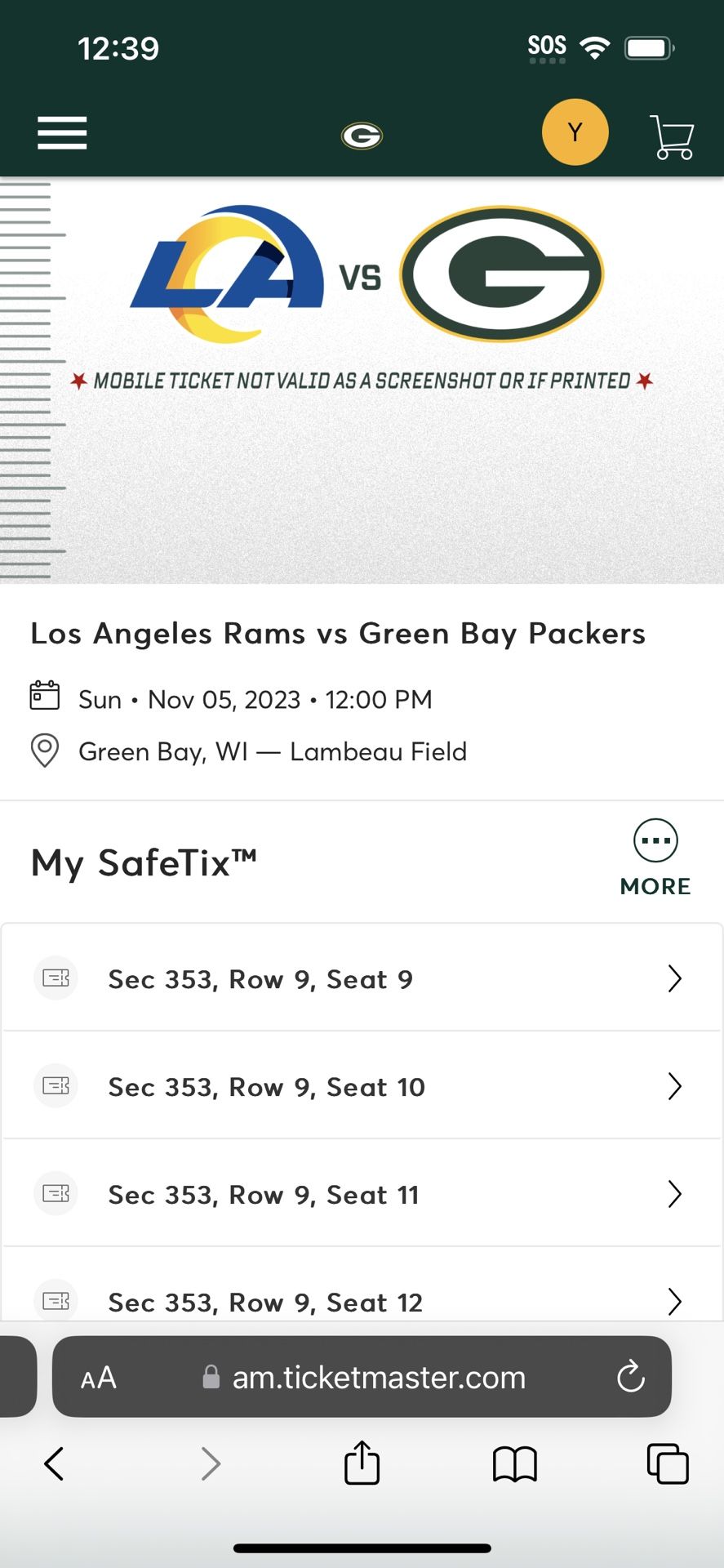 Packers Vs Rams Tickets (at Lambeau Field) 