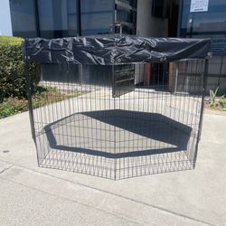 36” Tall Dog Playpen With Cover Dog Run, Dog Cage 8 Panels Fence with Door