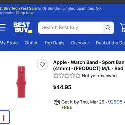 Apple - Watch Band - Sport Band (41mm) - (PRODUCT) M/L - Red