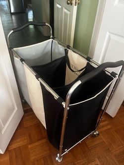 3-Section Rolling Laundry Sorter Cart – Dark, Light & Color