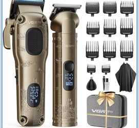 Juego de cortapelos y recortadora inalámbrica profesional para Kit de aseo de 7000 RPM con estuche EVA, pantalla LED, 11 peines guía (incluyendo peine