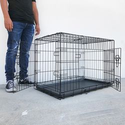 (Brand New) $40 Folding 36” Dog Cage 2-Door Pet Crate Kennel w/ Tray 36”x23”x25” 