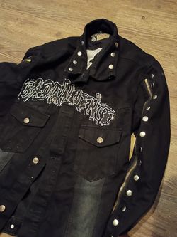DEDWRIDWIDE BLACK LOGO DENIM JACKET SIZE LARGE