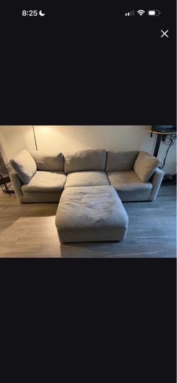 Light Gray Sectional Sofa with Ottoman