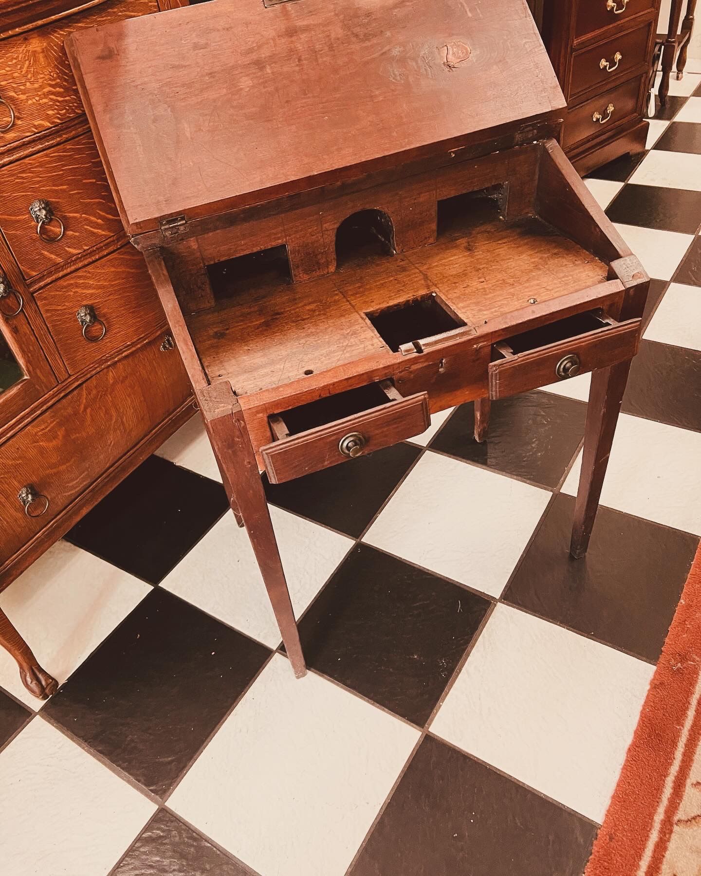 Antique 1888 Oak Toll Booth Clerks Desk.