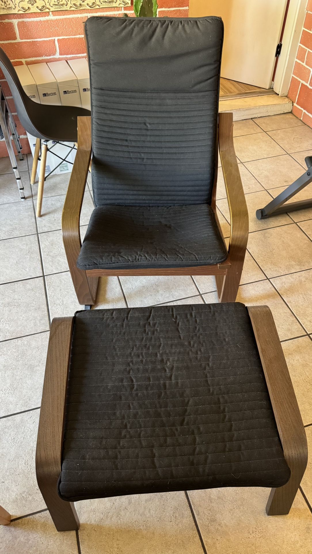 IKEA Poang Chair With Ottoman