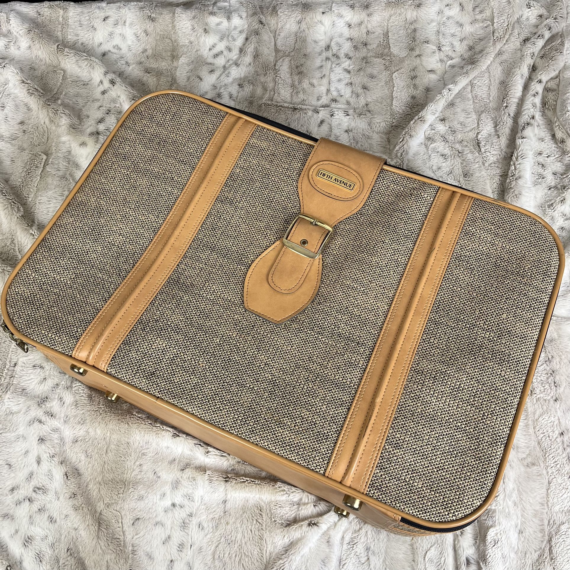 Saks Fifth Avenue Tweed Vintage Luggage Suitcase
