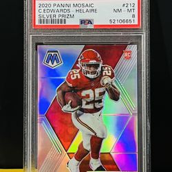 2020 Mosaic CLYDE EDWARDS-HELAIRE rookie silver prizm Chiefs PSA 8