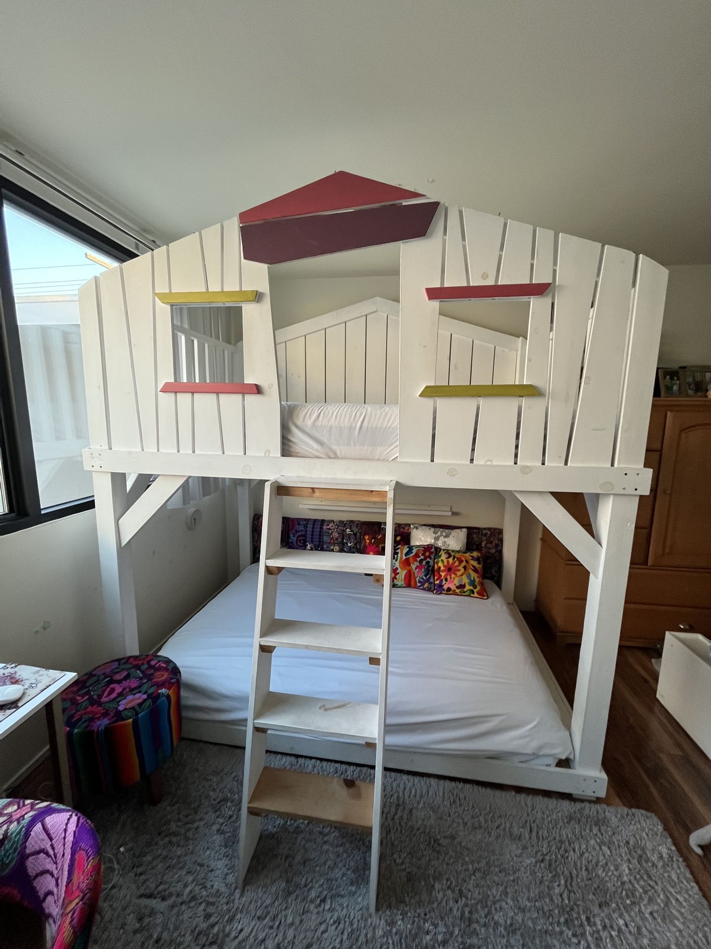 Need Gone! Custom Queen-Size Bunk Bed with Unique Upholstery, Originally $1795