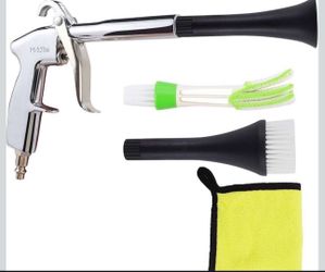 Car Cleaning Gun with Microfiber Cleaning Cloth, Car Detailing Brush, and High-Pressure Air Blow Gun with Two Sets of Nozzles. Perfect for interior ca