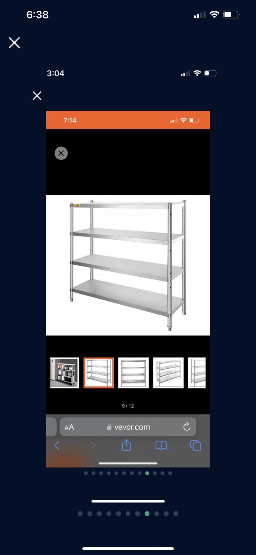 VEVOR Stainless Steel Shelving 60x18.5 Inch 4 Tier Adjustable Shelf