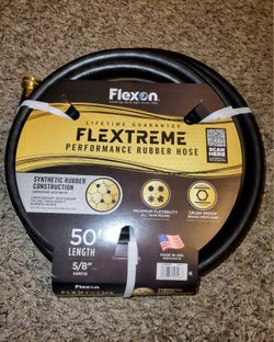 Flexon 5/8 inch x 50 foot Flextreme Performance Rubber Black Garden Hose