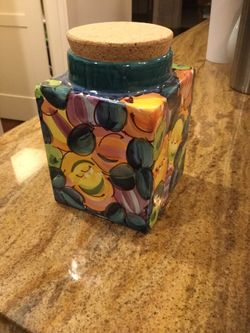 Beautiful handmade cookie jar from Italy!!