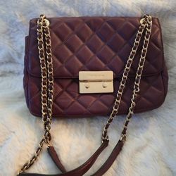 💜 Michael Kors Quilted Leather Crossbody/Shoulder Bag – Plum Perfection