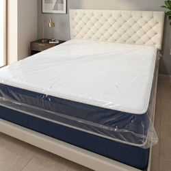 New KING SIZE BED FRAME WITH MATTRESS AND BOX SPRING SET // FREE DELIVERY // CAMA KING SIZE NUEVA EN CAJA CON COLCHONES 