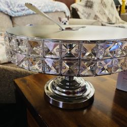 New Crystal Cake Plate And Shiney  Beauty Isle Runner Silver 