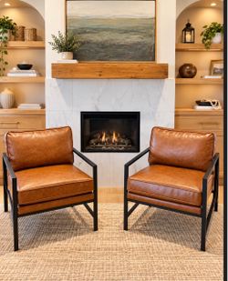 2 Accent Chairs with Black Metal Frame – Set of 2