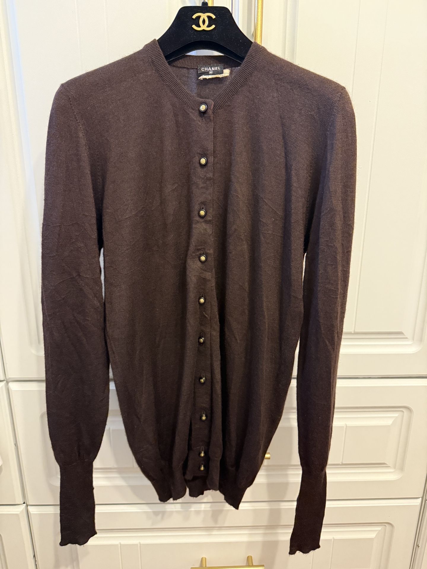 Chanel Vintage Brown Cardigan Sweater Size 38-40