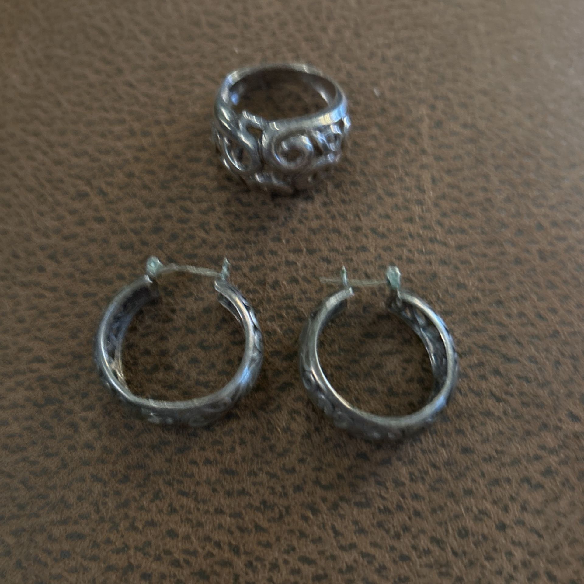 Sterling Silver Ring And Earrings 