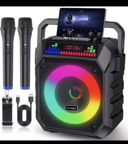 Karaoke Machine Portable Wireless Speaker With Effects And 2 Mics