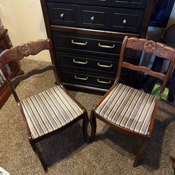 2 Early 1900’s Hand-Carved Mahogany Antique Chairs