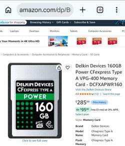 Delkin Devices 160GB POWER CFexpress Type A Memory Card