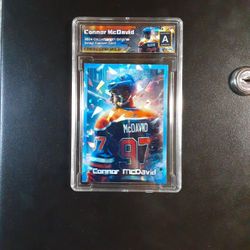 Connor McDavid Slab Blue Cracked Ice REFRACTOR Original Art Novelty Card 
