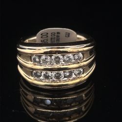 14KT Two Tone Gold Diamond Ring 11.50g Size 9177924