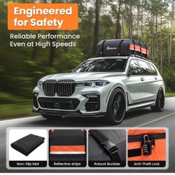 Sailnovo Car Rooftop Cargo Carrier 21 Cubic Feet, Waterproof 1000D PVC Car Roof Bag with Anti-Slip Mat, Storage Bag, Door Hooks & Tie-Down Strap fit V