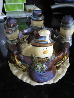 Cute Dancing Snowman Candle Holder