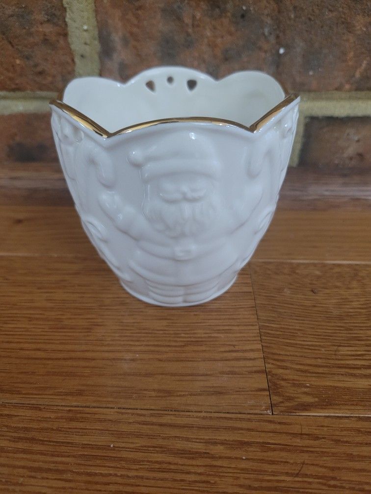 Lenox American by Design Santa Candle Cup/Vase "Merry Lights"