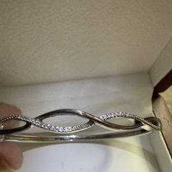 Open Twist Bracelet Silver, Rose Gold And Diamond 