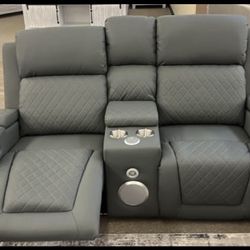 Grey LOVESEAT W/ Bluetooth Speakers & LED’s