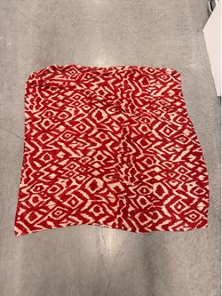 100% Silk Red White Ikat Pattern Scarf