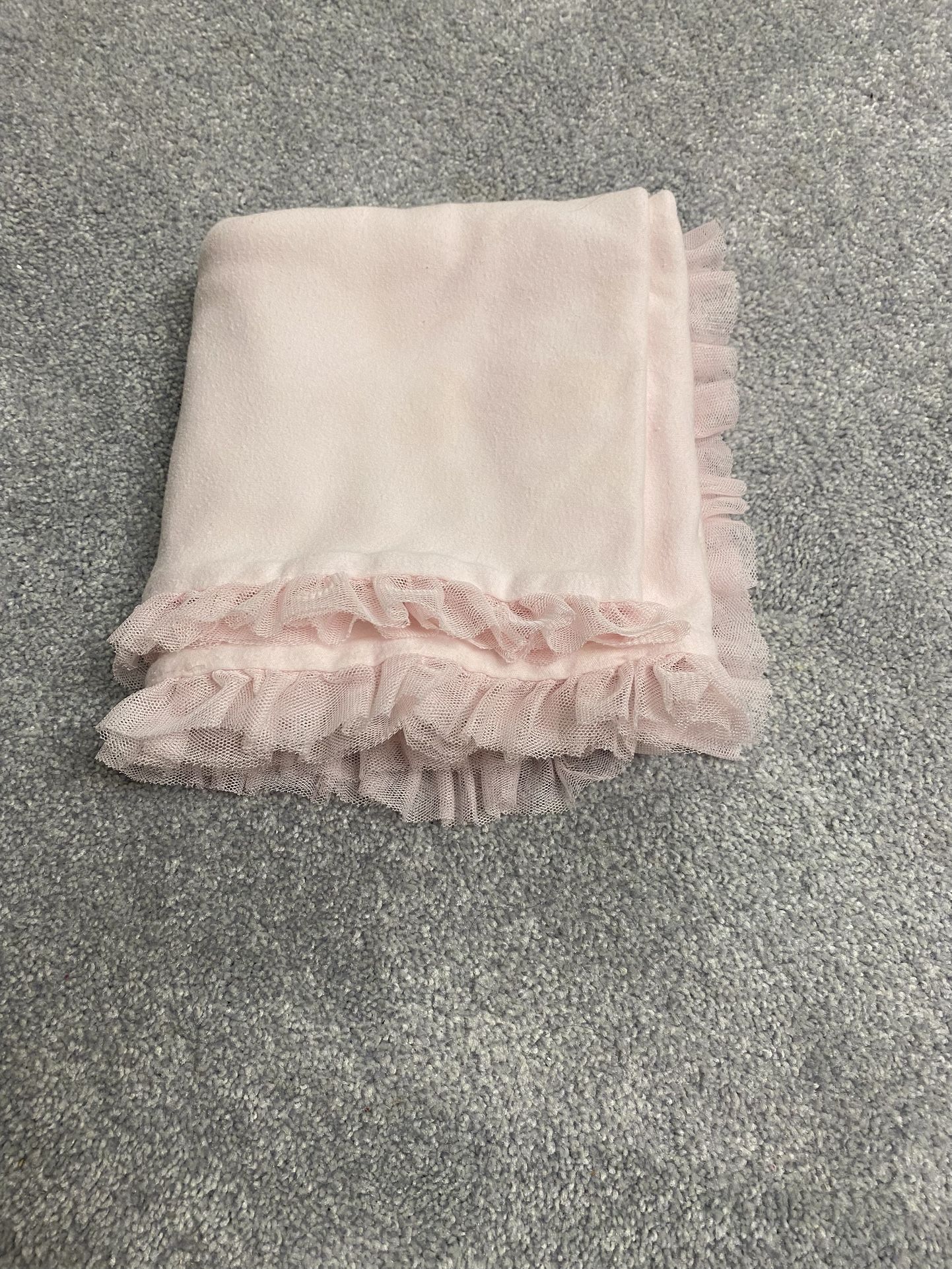 First impressions Ruffle edge baby pink girl blanket 