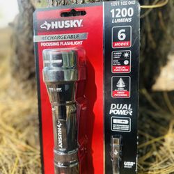 Husky 1200 Lumens Dual Power Rechargeable Focusing Flashlight