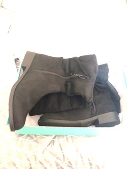 Black Knee high wide calf flat boots