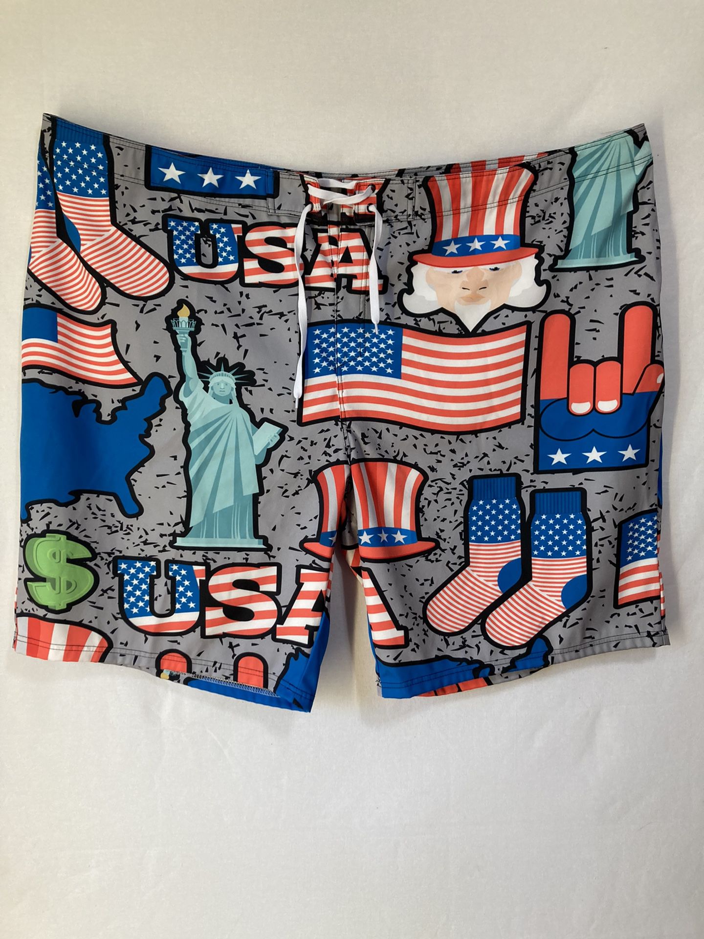 Swimwear Trunks Shorts Relax Mens 4XL American USA Liberty Designs Tie String