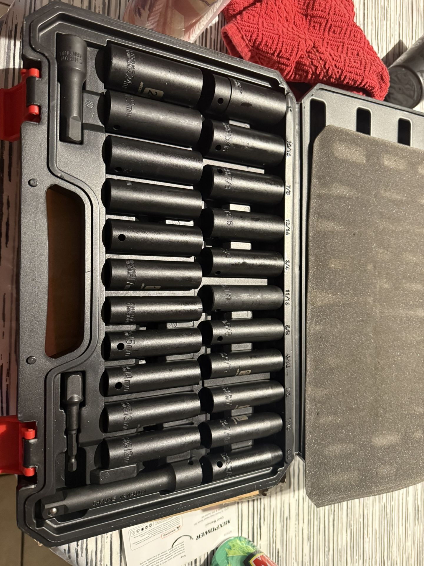 25pc MM & SAE deep impact socket set new 6 point $50 in n Lakeland see last pic for sizes 