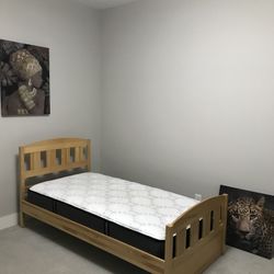 Twin Bed With Mattress ( Bonus: Two Paintings)