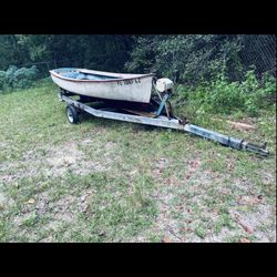 1970 Fiberglass Boat With Trailer And Title 