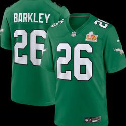 New!  #26 Saquon Barkley Philadelphia Eagles Kelly  Green Super Bowl LIX Jersey, Adult XL 