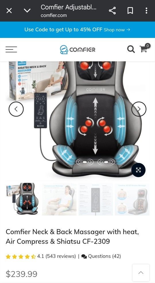 New Comfier Shiatsu Neck, Back And Thigh Massager