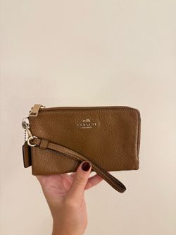 Coach Pebbled Leather Double Zip Wristlet