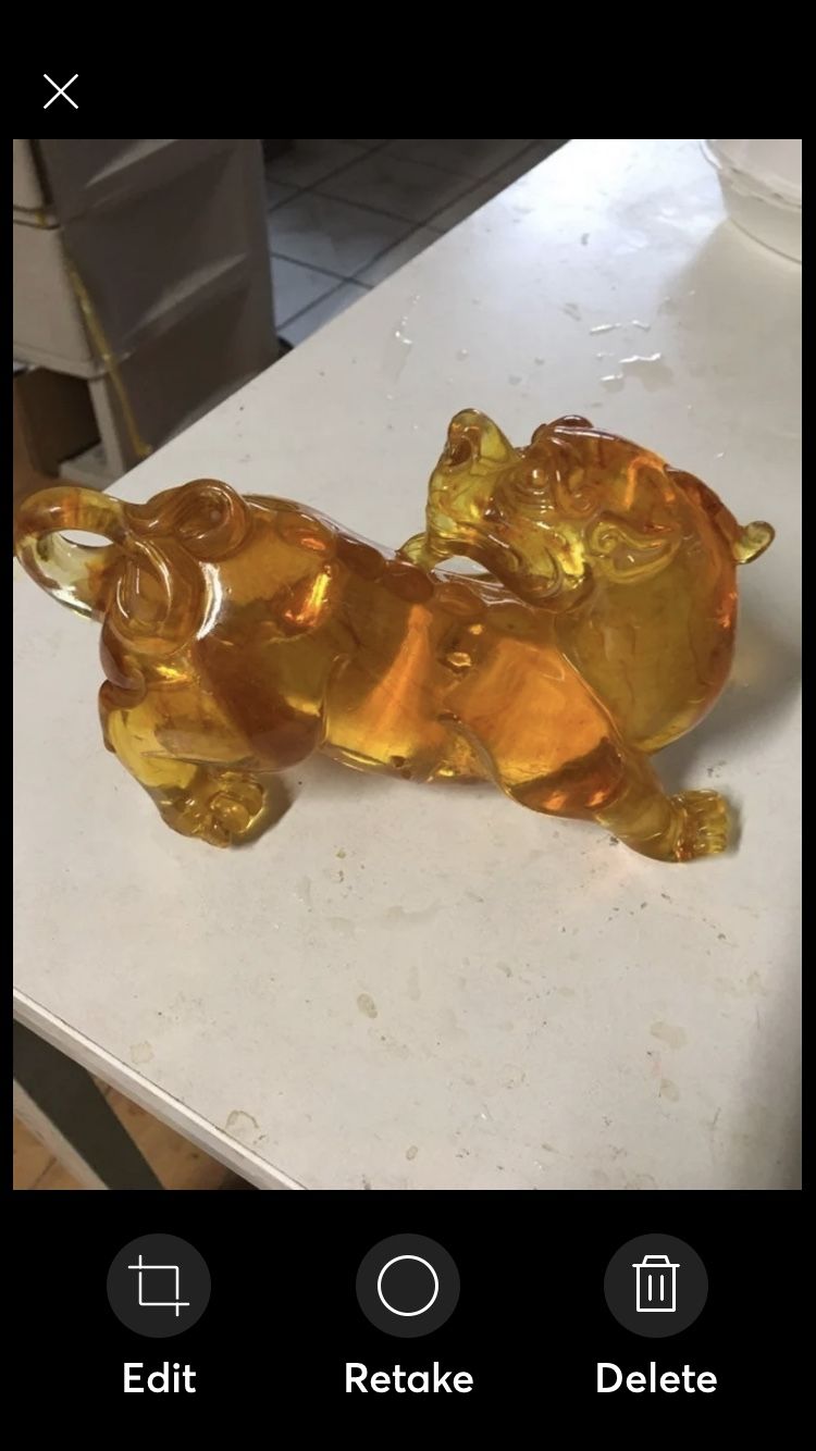 Orange Chinese Dragon  Glass  Crystal 