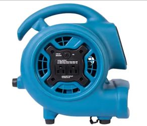 XPOWER 925 CFM 3-Speed Multi-Purpose Mini Mighty Air Mover Utility Blower Fan with Power Outlets and Timer in Blue