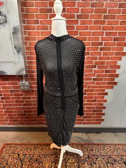 Banjul Black Rhinestone Studded Zip-Front Dress