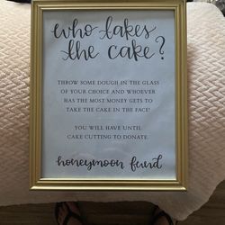 Wedding Sign. 8x10. “Who Takes the Cake.”