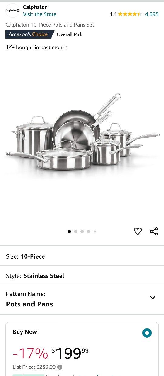 Calphalon Classic Stainless Steel 10pc Cookware Set