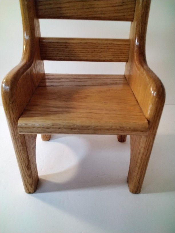 A Oak Doll Chair Made Really Well . Look At Size.